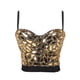 thumbnail image 2 of Traje de baile de celebridades con estilo de eslinga dorada, chaleco con lentejuelas de vidrio y cuentas que envuelve el pecho de las mujeres, 2 of 4