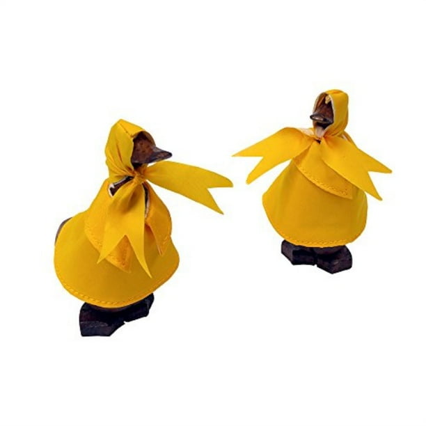 hand carved bamboo wood rain duck, raincoat super baby duck figurine