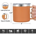 thumbnail image 3 of 14 oz Insulated Coffee Mug with Handle, Stainless Steel Travel Coffee Mug with Lid, Double Wall Vacuum Metal Coffee Cup, Coffee Tumbler Powder Coated, Orange 1 Pack, 3 of 6