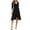 Black, variant on Kaemgyyd Fall Dresses for Women Casual Wrap V Neck 3/4 Sleeve Wedding Guest Dress Belted Ruffle Hem Midi Dress
