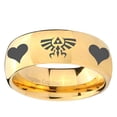 thumbnail image 2 of Zelda Heart Triforce 8MM Dome Gold Plated Tungsten Men Ring, 2 of 2