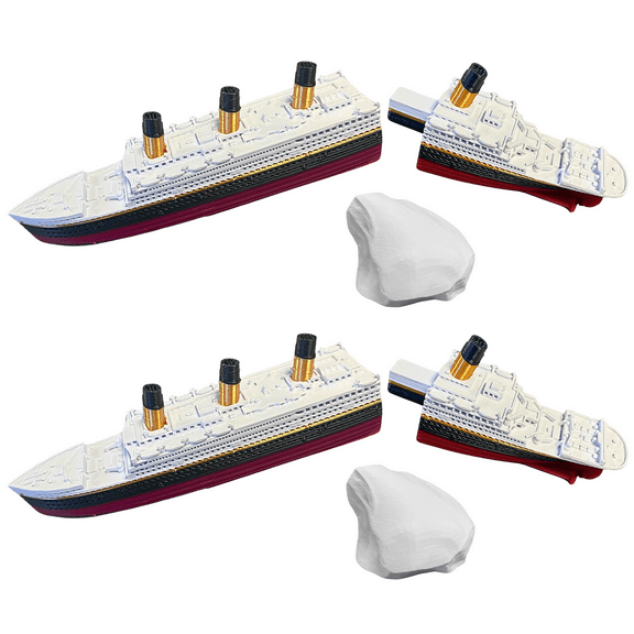 2-Pack Split In Half Titanic Bath Boat And Pool Toy – Break In Half RMS Titanic Toys For Kids, Historically Accurate Breakable Titanic Ship Model, Titanic Cake Topper, Titanic Figurine, Titanic Boat,