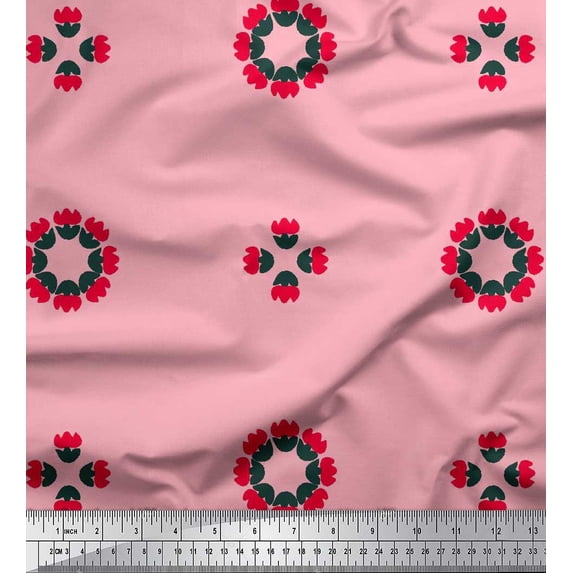 Soimoi polyester Crepe Fabric Artistic Flower Printed Craft Fabric by the Yard 42 Inch Wide