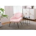 thumbnail image 2 of Accent Chair, Sherpa Fabric Upholstered Leisure Armchair with Black Metal Legs, Modern Comfy Single Dining Chair Vanity Chair for Bedroom Kitchen Dining Room Living Room, Pink, 2 of 7