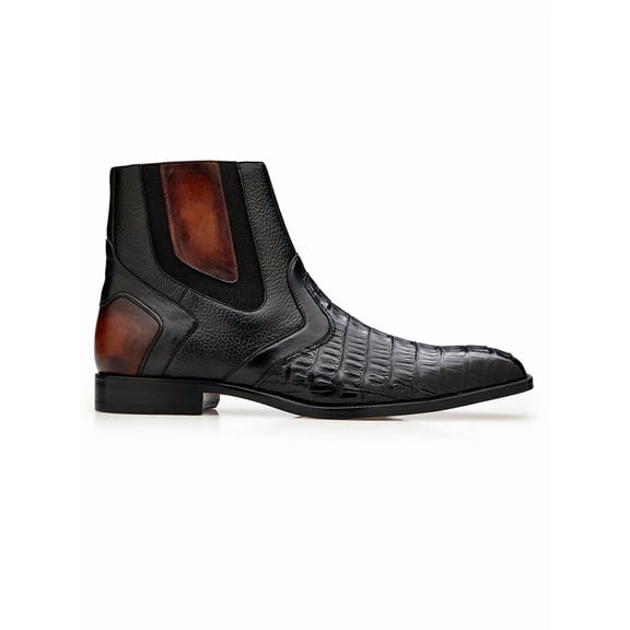 Black Caiman Crocodile Italian Leather Monte Shoe 13