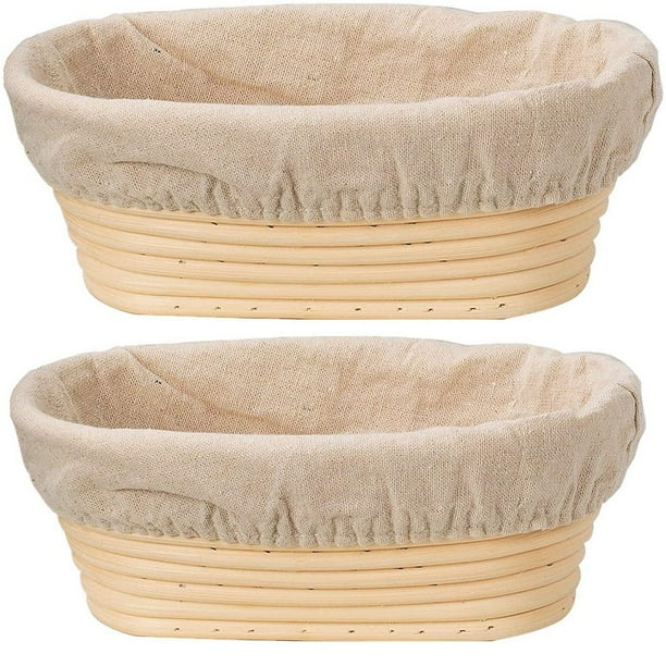 Bread Proofing Baskets Set of 2 10 inch Oval Shaped Dough Proofing Bowls w/Liners Perfect for