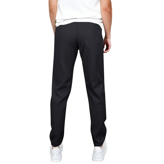 Men's Stretch High Multi Pockets Durable Pants Men Comfy Lightweight Drawsting Work Hiking Elastic Waist Stretch Comfy Work Dress Pants Black L