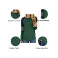 thumbnail image 3 of SWQZVT Fall Tops for Women Long Sleeve Shirts Crewneck Color Block Raglan Sleeve Tunic Tops for Women Casual Striped Shirts Blouses Green Tee Pullover Sweatshirts Size M, 3 of 5