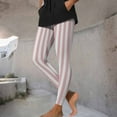 thumbnail image 6 of Feancey High Waisted Leggings for Women Full Length Halloween Yoga Pants Vintage Vertical Stripe Print Workout Tights Holiday Casual Skinny Pants Beige M, 6 of 10