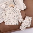 thumbnail image 2 of Odeerbi 1-14 Years Teen Boys Girls Cotton Pajamas Long Sleeve Tops Pants Set Soft Loungewear Floral Printed Sleepwear Spring Winter Two-piece Pajama Sets Teen Boys Girls Clothes, 2 of 3
