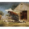 thumbnail image 2 of Henry, Edward Lamson 23x20 White Modern Wood Framed Museum Art Print Titled - The Hay Thrasher, 2 of 4