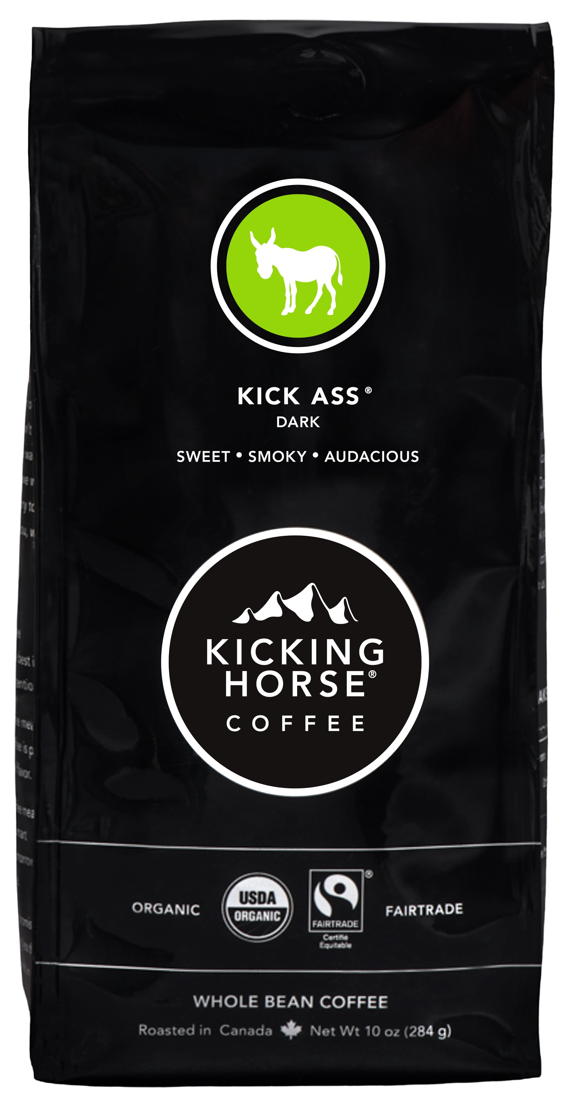 Kicking Horse Coffee, Kick Ass, Dark Roast, Whole Bean Coffee, 10 oz