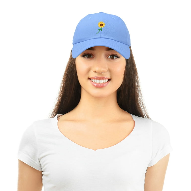 DALIX Sunflower Hat Womens Light Floral Baseball Cap Blue in