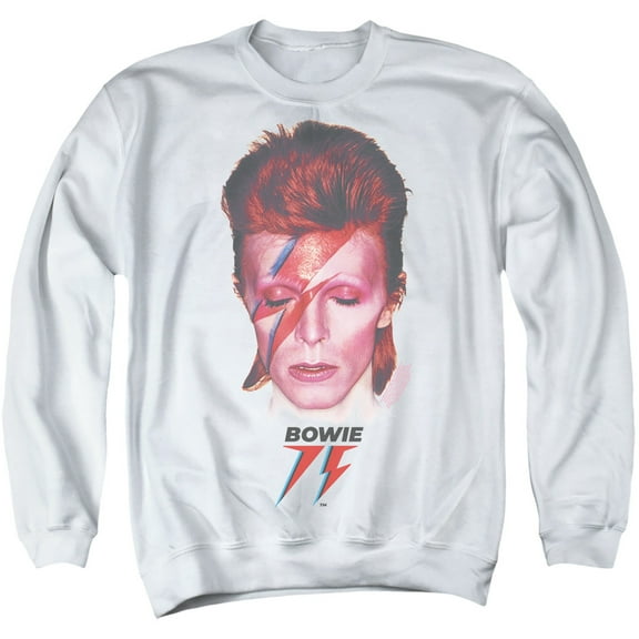 David Bowie Aladdin Sane 75 Unisex Adult Crewneck Sweatshirt (3X-Large) White