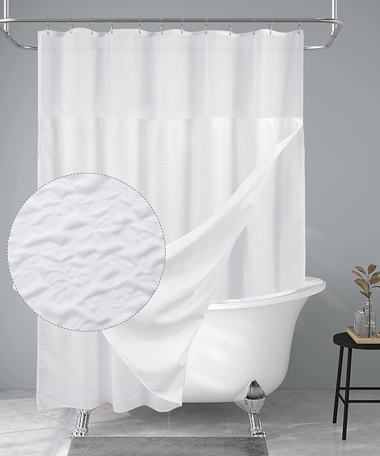 Snowy Lotus Zen River Yoga Bathroom Waterproof Fabric Shower Curtain Hook 72x72" 