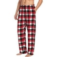 thumbnail image 3 of Mens Pajama Pants - Soft Sleep & Lounge Pants for Men, red black buffalo plaid Cuteness Casual PJ Bottoms Pants with Pockets, 3 of 5
