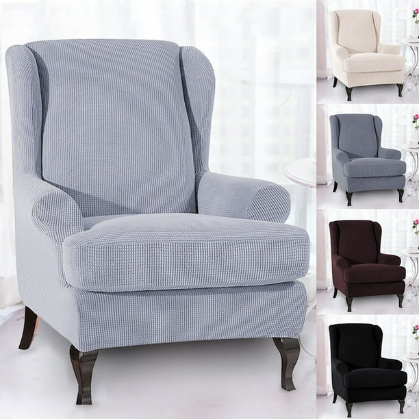 2Piece Stretch Jacquard Spandex Fabric Wing Back Wingback Armchair