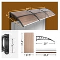 thumbnail image 2 of REKHH 118"x38" Window Awning Canopy, Polycarbonate Front Door Patio Cover for UV, Rain, Snow & Sunlight Protection, Stylish Brown Panel with Black Bracket, 2 of 8