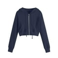 thumbnail image 1 of Aboser Womens Zip Up Hoodies Cropped Sweatshirts Basic Solid Color Fleece Jacket Drawstring Long Sleeve Crop Tops Plus Size Fall Clothes 2024, 1 of 6