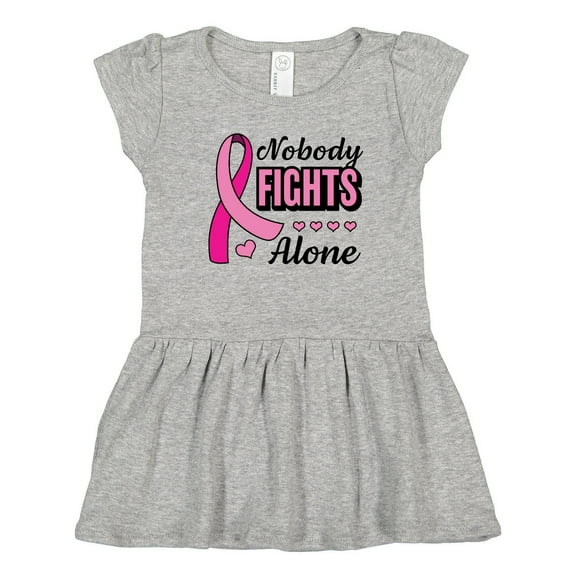 Inktastic Breast Cancer Awareness Nobody Fights Alone Pink Ribbon Girls Toddler Dress