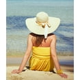 thumbnail image 3 of Womens 5.5 Inches Big Bowknot Straw Hat Large Floppy Foldable Roll up Beach Cap Sun Hat UPF 50+, 3 of 5