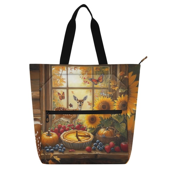 DIXRUYEE Book Tote Bag Casual Style Creatively Autumn's Bounty Printed