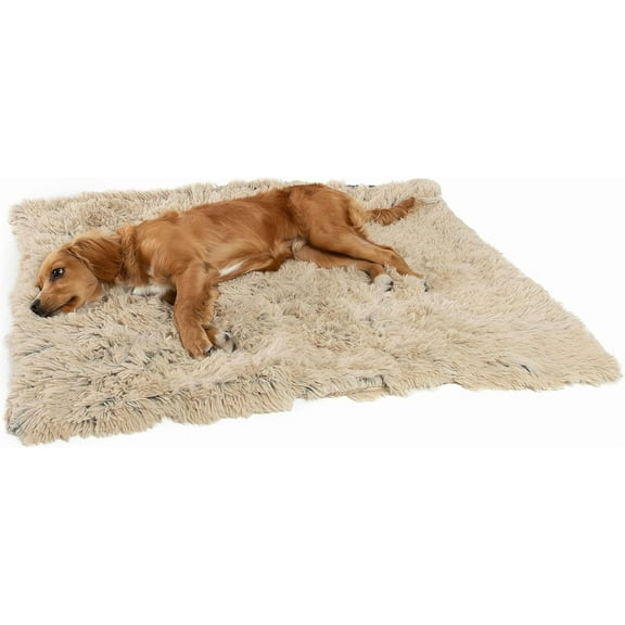 Calming Shag Dog Blanket – Ultra Soft Faux Fur Pet Throw, Anxiety-Relief, Lightweight Warm Bed Cover for Dogs and Cats, Machine Washable, Taupe, 30" x 40"