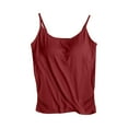 thumbnail image 2 of Xixinqiwan Dresses for Women,Women's Camisole with Built in Bras Spaghetti Straps Lightweight Breathable Sleeveless Tank Top Casual Wear, 2 of 3