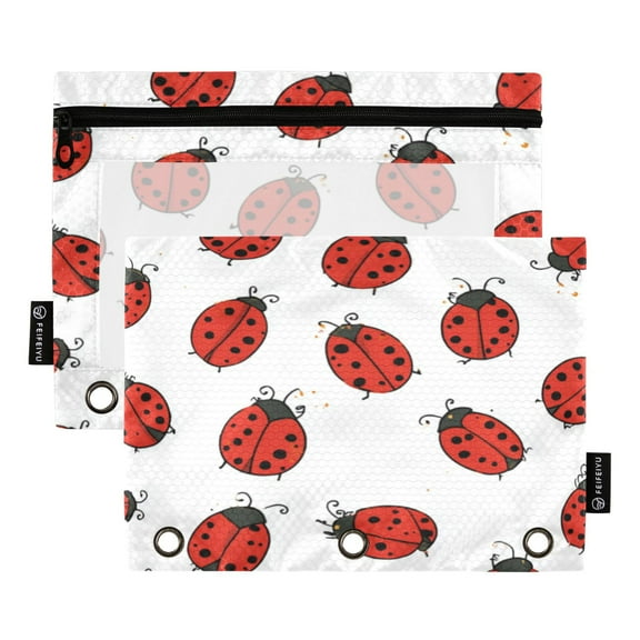 Pencil Pouch for 3 Ring Binder Binder Pencil Case Cartoon Style Ladybugs