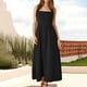 thumbnail image 2 of Vestido midi sin mangas de verano para mujer: hombros descubiertos, cintura alta, vuelo, vestido largo de playa, tejido elástico, 2 of 5