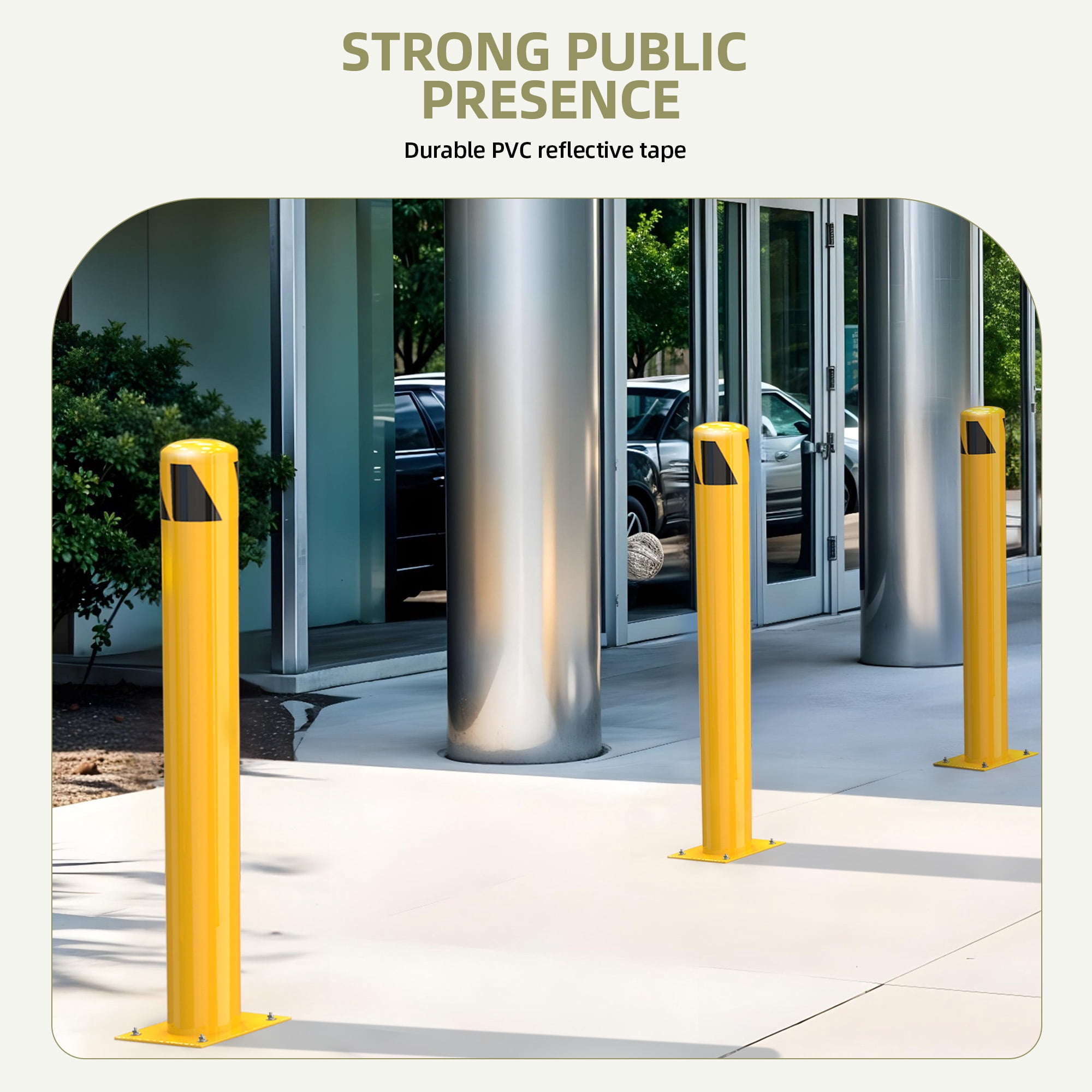 Uforic 1-Piece 36" x 4.5" Steel Safety Bollard Post – Fluorescent Yellow Traffic Barrier for Parking Lots