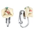thumbnail image 4 of 1928 Jewelry Women's Bridal White Porcelain Rose Clip On Earrings, 4 of 4