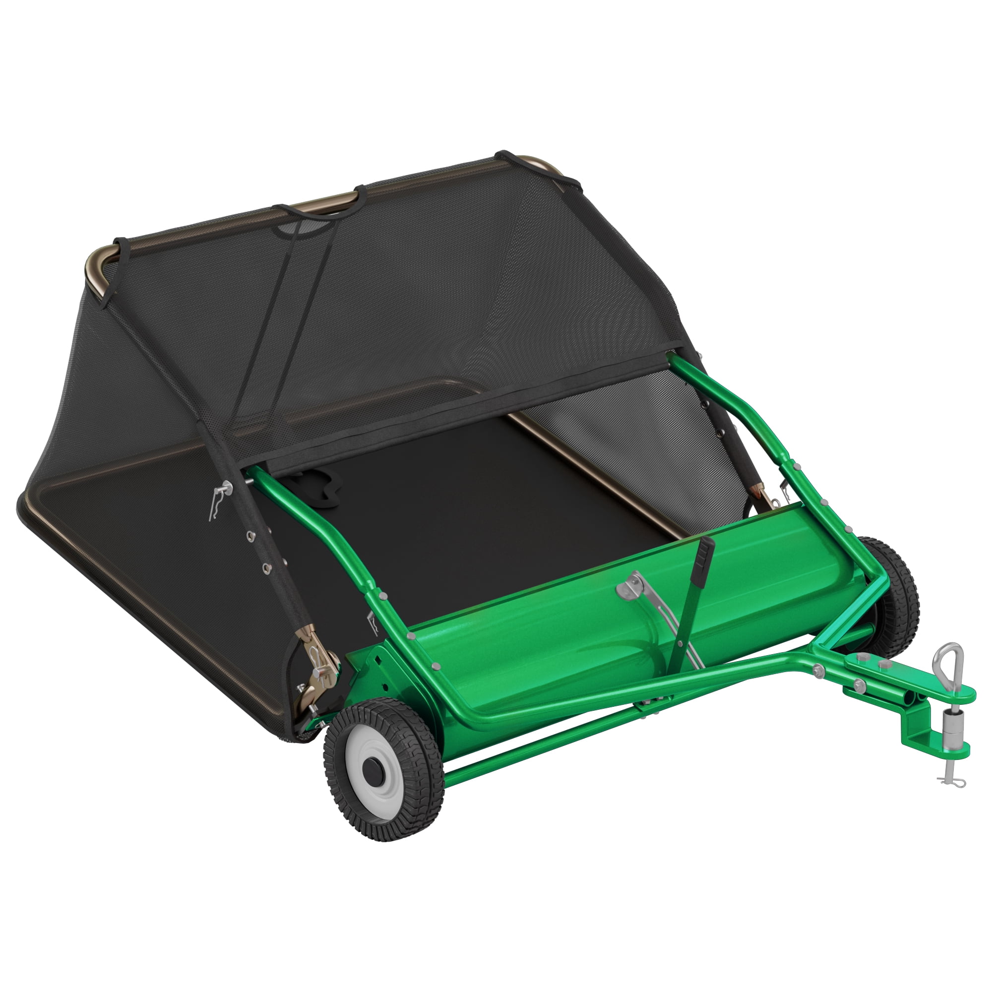 42" Tow-Behind Lawn Sweeper, 18.55 Cu.Ft Large Hopper Leaf & Grass Collector, Adjustable Brush Height, Easy Dumping Rope, Heavy Duty Yard Cleanup Tool for Lawn Tractor ATV