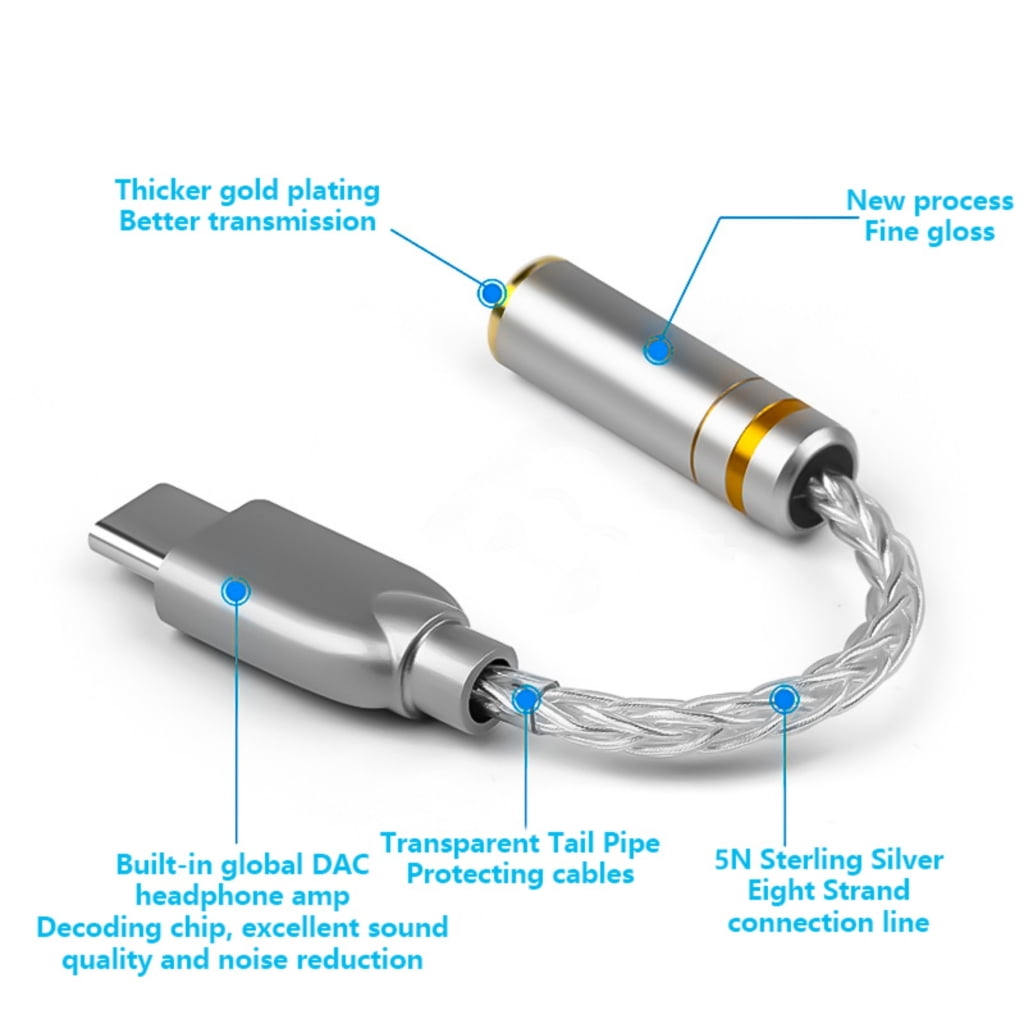 USB Type C to 3.5mm/2.5mm/4.4mm Sound Interfaces ALC5686 HiFi Headphone Amplifiers Digital Decoding Earphone Converter