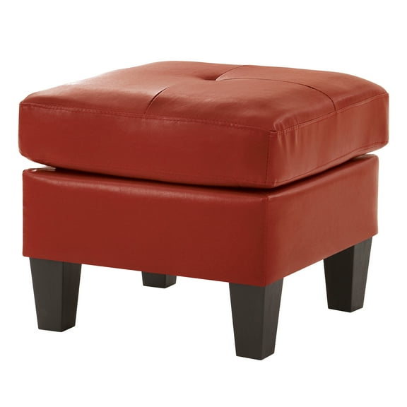 Newbury Red Faux Leather Upholstered Ottoman
