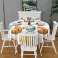thumbnail image 2 of Fall Leaves Pumpkin Round Tablecloth 60" X 60",Wrinkle Wipeable Table Cloth for Kitchen Dining Room Picnic Patio Party, 2 of 6