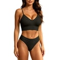 thumbnail image 2 of VBTAPA Womens Workout Sets Spaghetti Straps Sports Bra with High Waisted Panties 2 Piece Bikini Lingerie Set Gym Yoga Active Wear Matching Sets Black XL, 2 of 7
