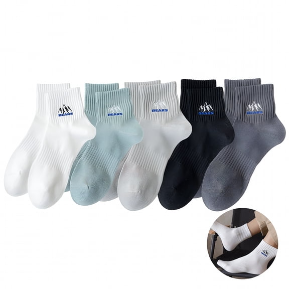 TELOLY Men'S Casual Crew Socks 5 Pairs Athletic Sport Crew Socks Moisture Wick Socks Moisturizing Socks for Men