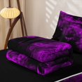 thumbnail image 5 of Feelyou Gothic Spooky Bat Zipper Queen Comforter Set with Fitted Sheet and 2 Pillowcases, Purple Boho Halloween Zipper Bedding Set, Black Reversible, 4pcs, 5 of 7