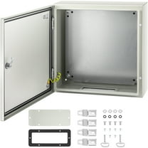 VEVOR Steel Electrical Box 20"x 20"x 6" Electrical Enclosure Box, Carbon Steel Hinged Junction Box, IP65 Weatherproof Metal Box Wall-Mounted Electronic Equipment Enclosure Box with Mounting Plate