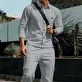 thumbnail image 6 of Zenithor Men's 2 Piece Outfits Winter Warm Long Sleeve Button-Up Shirts and Elastic Waist Cargo Pants Set for Commute Casual S-3XL, 6 of 7