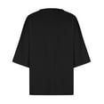 thumbnail image 4 of Jewelreauty Women Oversized Patchwork Shirts 3/4 Sleeve Crewneck Casual T-Shirts Summer Elbow Length Tops with Pocket (2XL, Black), 4 of 5