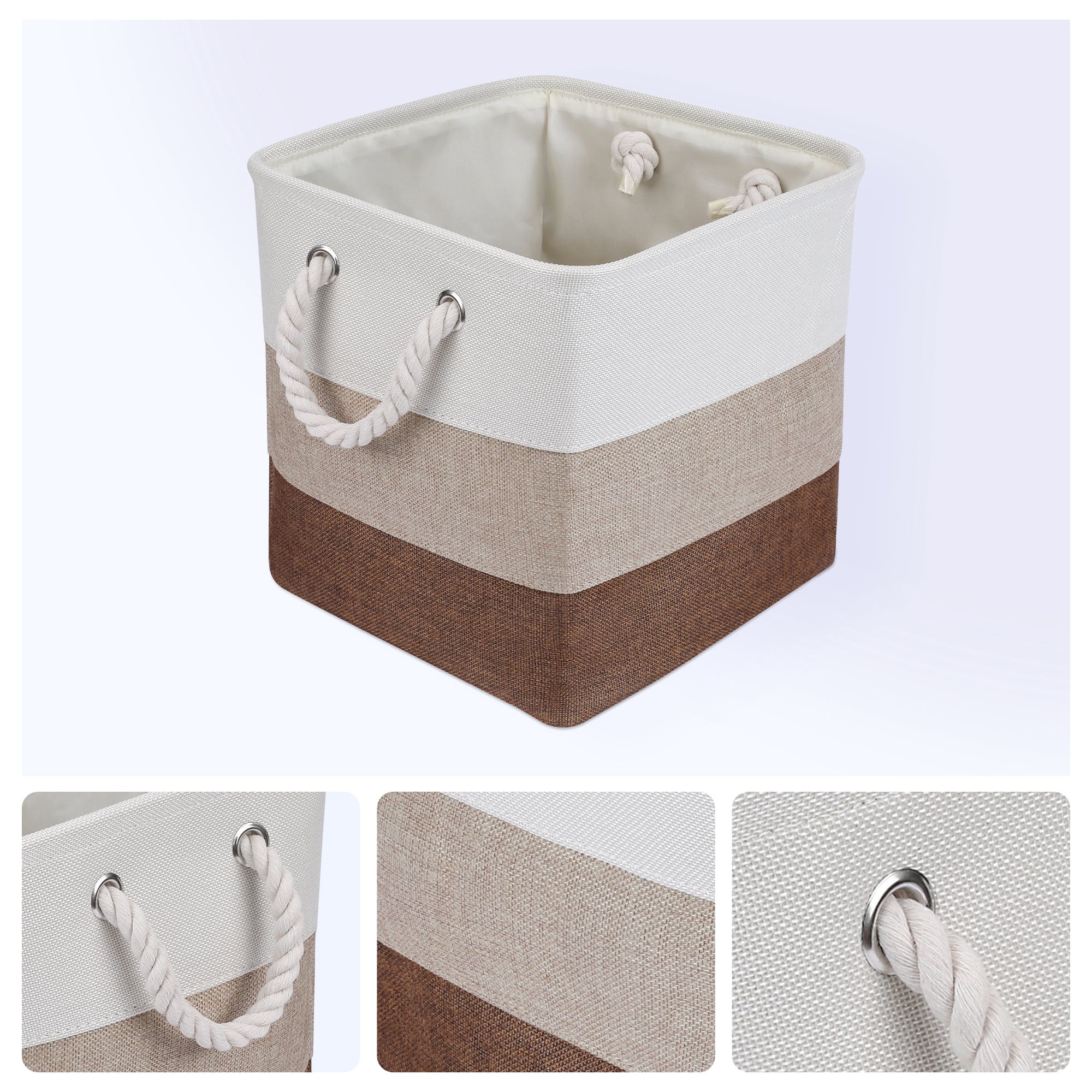 Unique Bargains Collapsible Storage Basket for Closet Organizers Khaki 11"x11"x11"