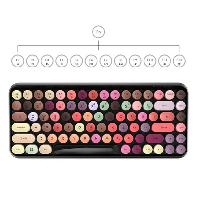 Langgg Clavier Sans Fil Bluetooth 308i 84 Touches Bouton Rond Clavier de Jeu Compatible pour Windows/Mac/Android/Ios