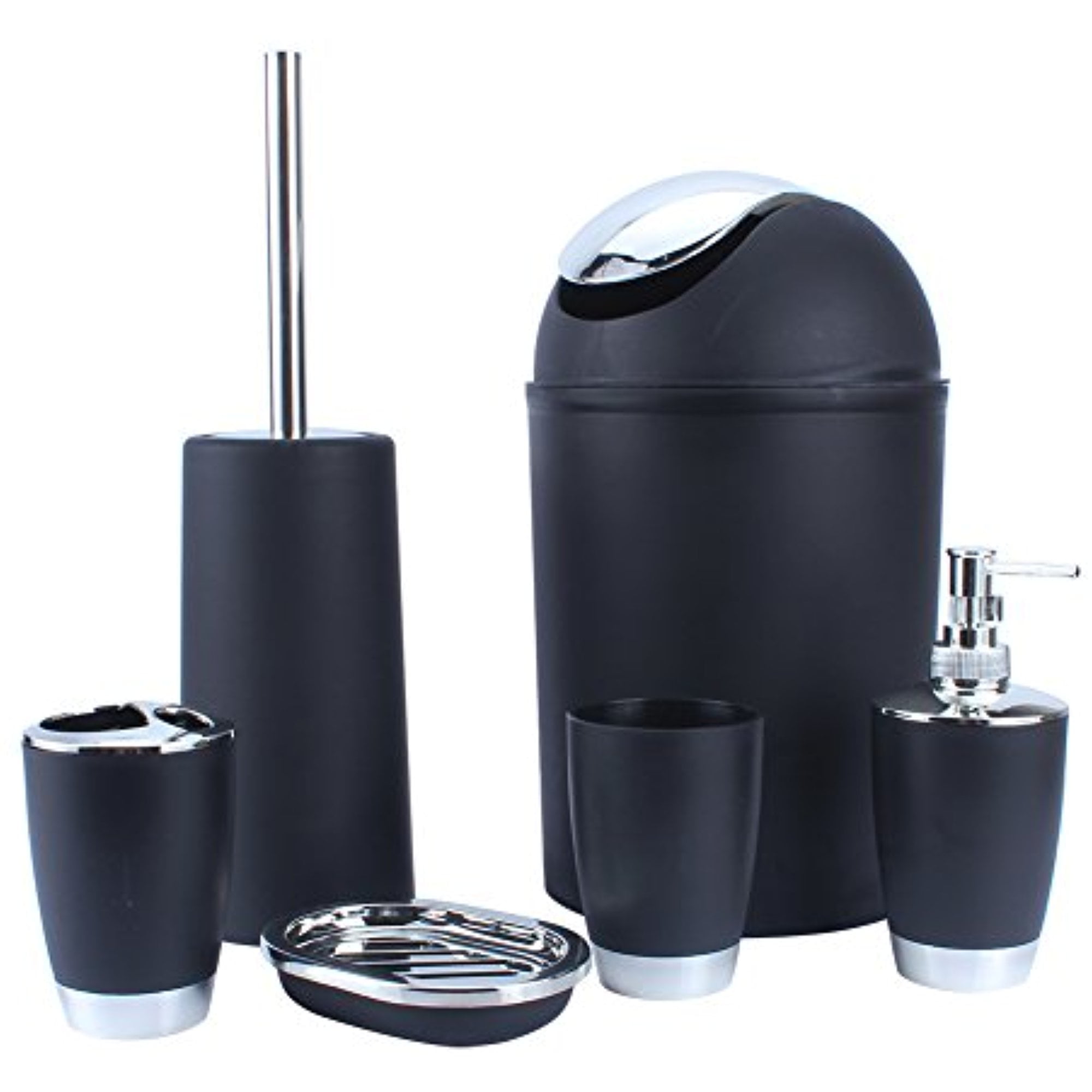 Home-Complete 6-Piece Complete Bathroom Accessories Set (Black)