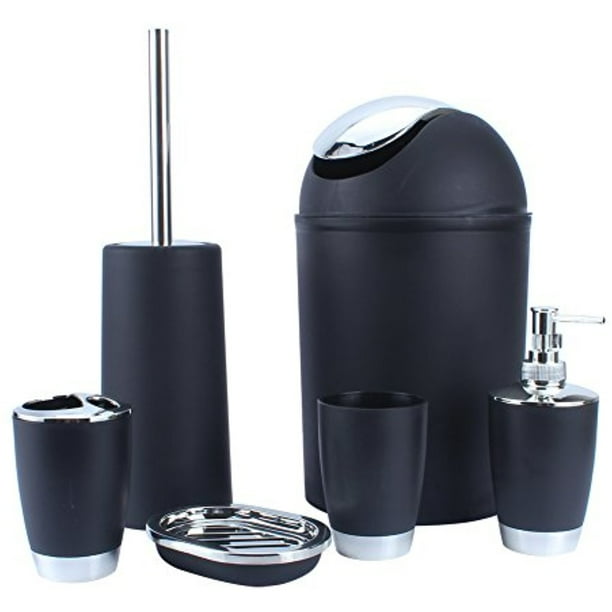 6 Piece Bathroom Accessories Set,Black