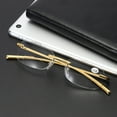thumbnail image 6 of Black Frameless Business Reading Glasses Ultralight Aluminum Magnesium Bifocal Anti-Blue Light Spring Hinge Rimless Readers +4.00, 6 of 6