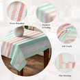 thumbnail image 5 of Coral Cyan Stripe Table Cloth Waterproof Tablecloths, Geometric Grey White Vertical Striped Tablecloth Dining Table Cover for Kitchen Party Tabletop Outdoor, Rectangle Tablecloth 60x84 Inch, 5 of 9
