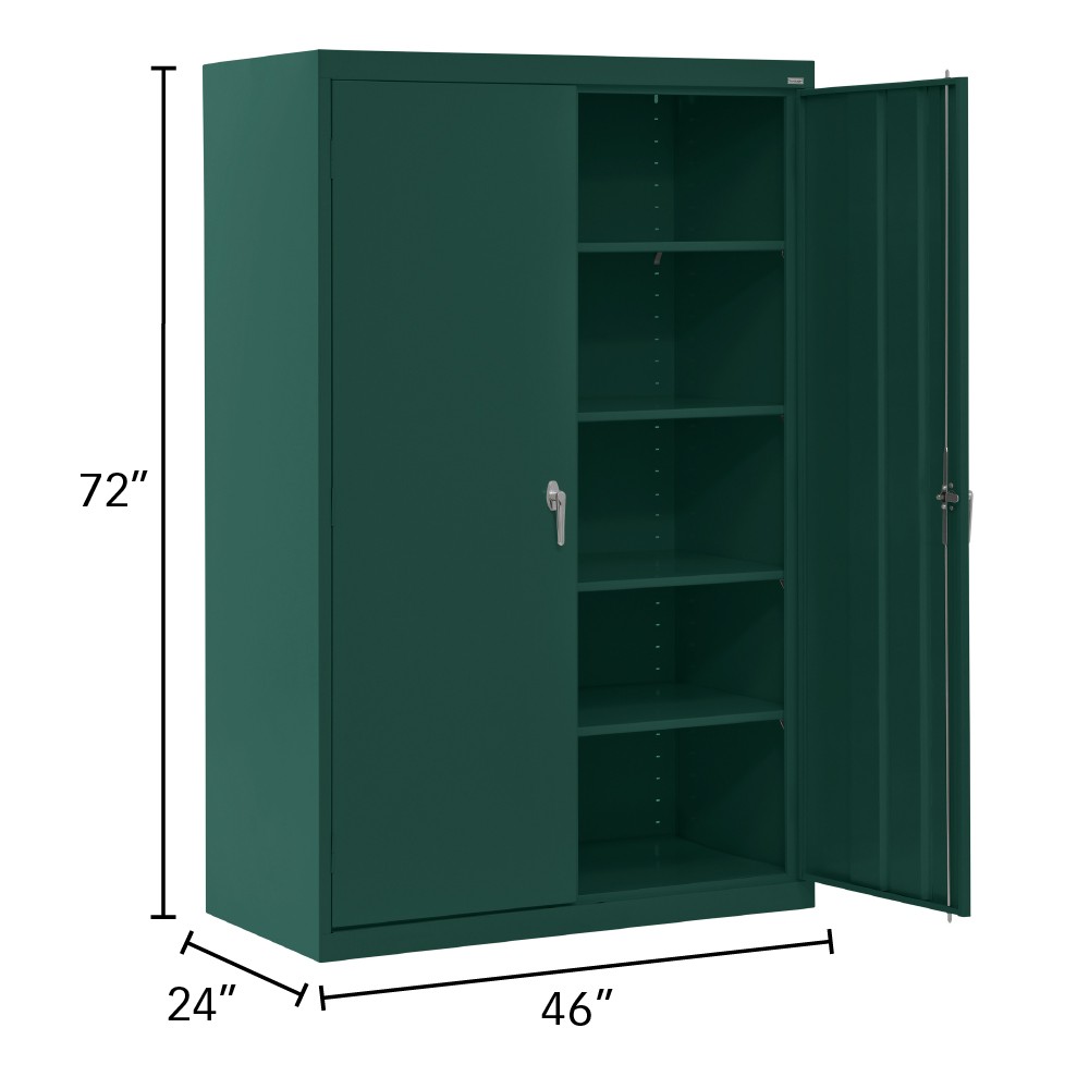 Sandusky Lee 46"W x 24"D x 72"H Locking 5-Shelf Steel Storage Cabinet with Swing Handle, Forest Green - image 2 of 3
