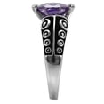thumbnail image 5 of Womens Rings High polished (no plating) Stainless Steel Ring with AAA Grade CZ in Amethyst TK017, 5 of 5